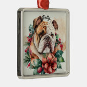 ORNEMENT CARRÉ ARGENTÉ BELLE COULEUR D'EAU DOG DOG SNOWWING FACE (Droite)