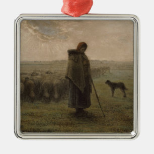 Ornement Carré Argenté Bergère et son troupeau   1862-63