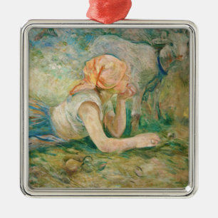 Ornement Carré Argenté Berthe Morisot - Bergère couchée
