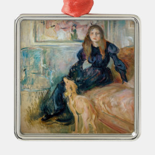 Ornement Carré Argenté Berthe Morisot - Julie et son lévrier Laerte