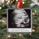 Ornement Carré Argenté Best Gift Ever Ultrasound Baby Photo Simple Square<br><div class="desc">Celebrate the precious gift your newest family member with a stylish one photo square metal ornament. Gender neutral design is suitable for a new baby boy or girl. Wording and picture on this template are simple to personalize. (IMAGE DESIGN TIP: To center the photo exactly how you want, crop it...</div>