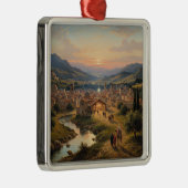 Ornement Carré Argenté Bethlehem, Nativity Scene, (Droite)