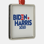 Ornement Carré Argenté Biden Harris 2020 (Droite)