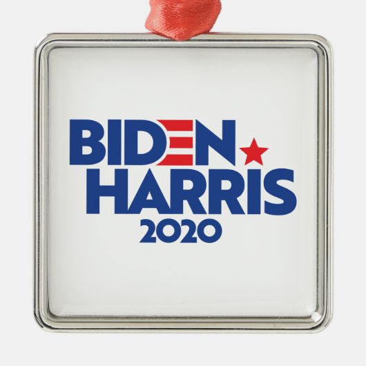 Ornement Carré Argenté Biden Harris 2020 (Devant)