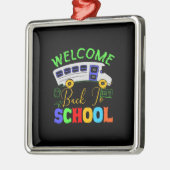 Ornement Carré Argenté Bienvenue À L'École (Gauche)