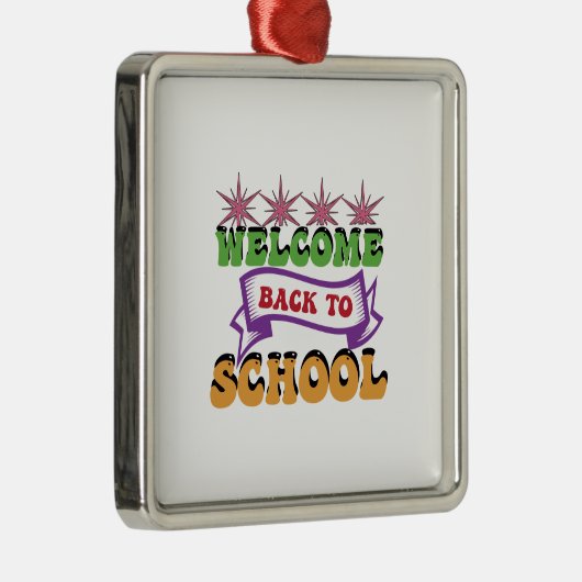 Ornement Carré Argenté Bienvenue À L'École (Droite)