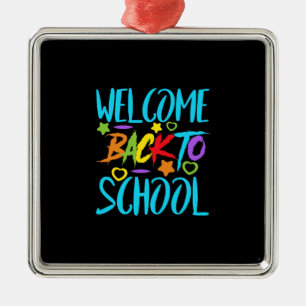 Ornement Carré Argenté Bienvenue À L'École