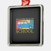 Ornement Carré Argenté Bienvenue À L'École (Gauche)