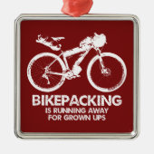 Ornement Carré Argenté Bikepacking Est En Cours D'Exécution Pour Les Ups  (Devant)