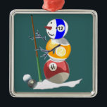 Ornement Carré Argenté Billiard Ball Snowman<br><div class="desc">L'adorable bonhomme de boule de billard surprend sur une grande variété de produits cadeaux pour toute occasion spéciale.</div>