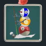 Ornement Carré Argenté Billiard Ball Snowman<br><div class="desc">L'adorable bonhomme de boule de billard surprend sur une grande variété de produits cadeaux pour toute occasion spéciale.</div>