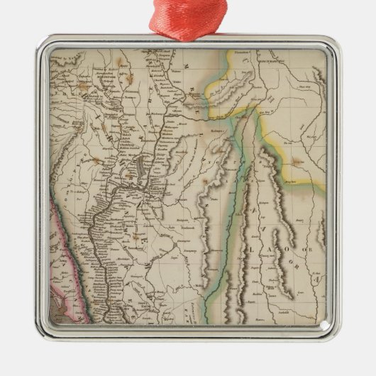 Ornement Carré Argenté Birmah, Anam, Siam, Thaïlande (Devant)