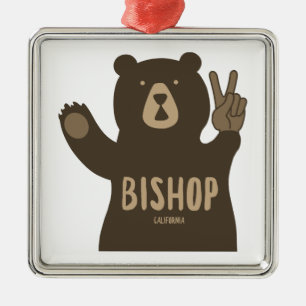 Ornement Carré Argenté Bishop California Peace Ours