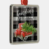 Ornement Carré Argenté Bla Plaid de bison d'ornement XMAS personnalisé (Droite)