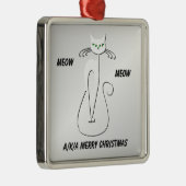 Ornement Carré Argenté Black Cat Meow Meow alias Joyeux Noël (Droite)