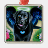 Ornement Carré Argenté Black Labrador Retriever Wings Pet Loss (Devant)