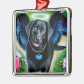 Ornement Carré Argenté Black Labrador Retriever Wings Pet Loss (Gauche)