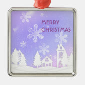 Ornement Carré Argenté Blanche Violet Translucide Snowflakes Snow House (Devant)