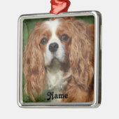 Ornement Carré Argenté Blenheim Cavalier King Charles Spaniel Chien Chien (Gauche)