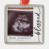 Ornement Carré Argenté Blessed Pregnancy Scan Photo Keepsaké (Devant)