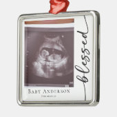 Ornement Carré Argenté Blessed Pregnancy Scan Photo Keepsaké (Gauche)
