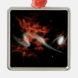 Ornement Carré Argenté Blobs galactiques géants