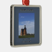 Ornement Carré Argenté Block Island Southeast Light Ornament (Droite)