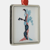 Ornement Carré Argenté Blossom Arbre (Droite)