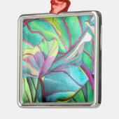 Ornement Carré Argenté Blue Hawaii Tropical leaf folios art (Gauche)