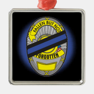 Ornement Carré Argenté Blue Line mince Badge