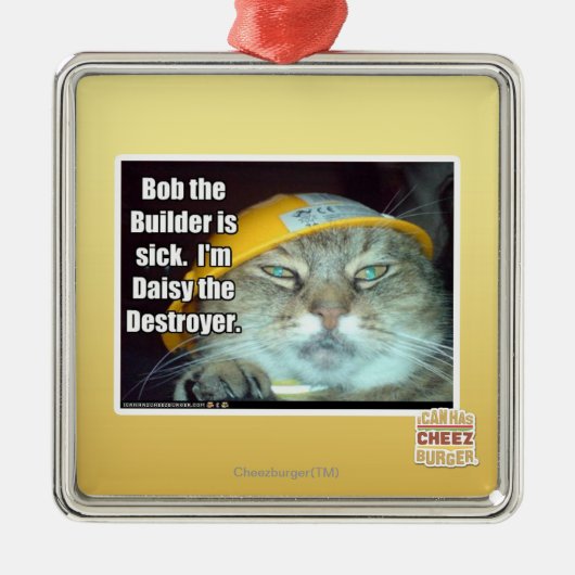 Ornement Carré Argenté Bob le constructeur est malade (Devant)