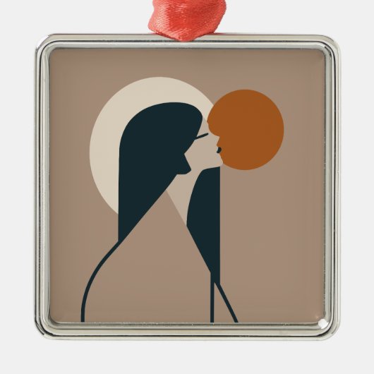Ornement Carré Argenté Boho Woman Sun (Devant)