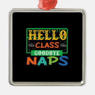 Ornement Carré Argenté Bonjour classe Goodbye Naps