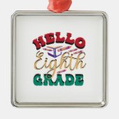 Ornement Carré Argenté Bonjour huitième année (Devant)