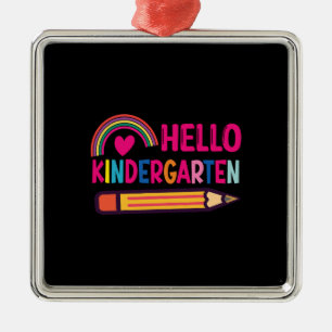 Ornement Carré Argenté Bonjour jardin d'enfants
