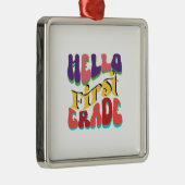 Ornement Carré Argenté Bonjour première année (Droite)