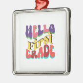 Ornement Carré Argenté Bonjour première année (Gauche)