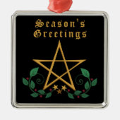 Ornement Carré Argenté Bonnes Fêtes Pentacle (Devant)