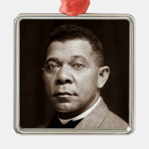 Ornement Carré Argenté Booker Washington : African American Educator