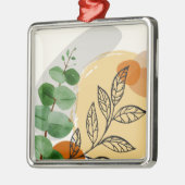 Ornement Carré Argenté Botanique Boho Green Orange (Gauche)