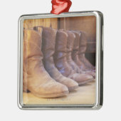 Ornement Carré Argenté Bottes de cowboy 3 (Gauche)