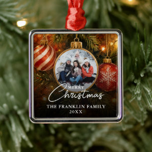 Ornement Carré Argenté Boules de Noël élégantes et festives Photo