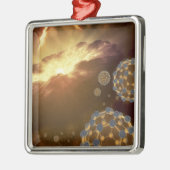 Ornement Carré Argenté Boules flottantes dans l'espace interstellaire (Gauche)