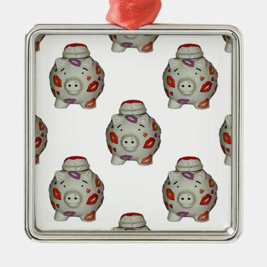 Ornement Carré Argenté Bouton à lèvres adorable (Devant)