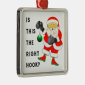 Ornement Carré Argenté boxe Père Noël (Droite)