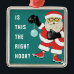 Ornement Carré Argenté Boxer Keepsaké<br><div class="desc">Boxe amusante collection de Noël pour boxeurs. Ajoutez le nom et/ou l'année à personnaliser.</div>