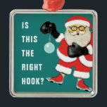 Ornement Carré Argenté Boxer Keepsaké<br><div class="desc">Boxe amusante collection de Noël pour boxeurs. Ajoutez le nom et/ou l'année à personnaliser.</div>