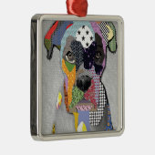 Ornement Carré Argenté Boxer Portrait (Droite)