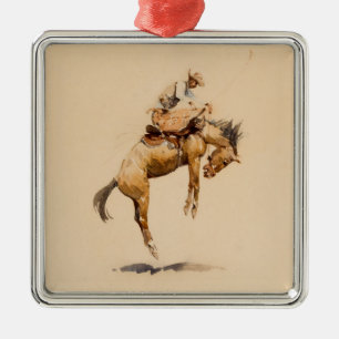 Ornement Carré Argenté Bronco sauvage d'Edward Borein