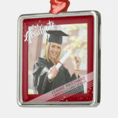 Ornement Carré Argenté Brosse Script Gradué, Bordure rouge & Étoiles, Pho (Gauche)